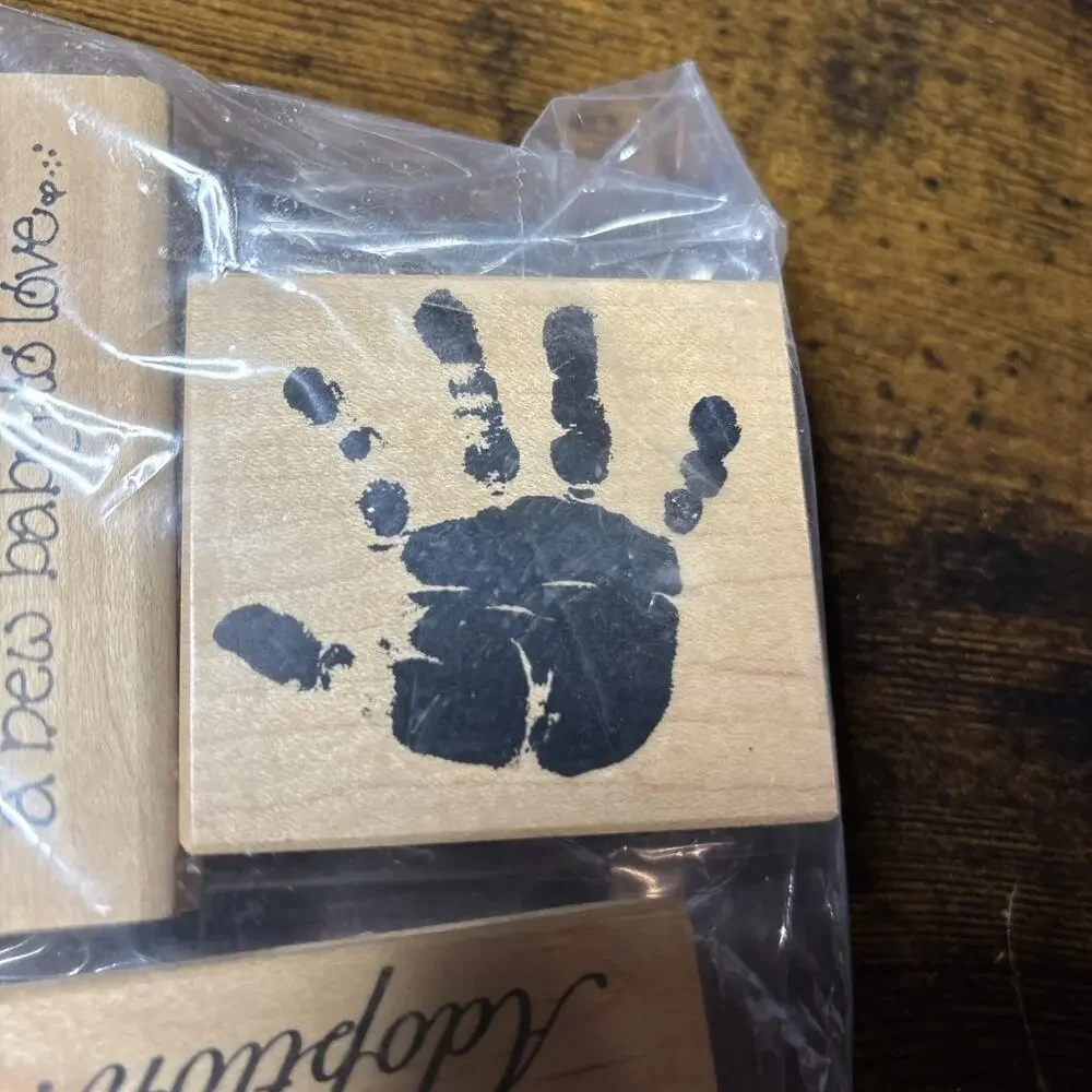 4 Vintage Rubber Stamps - Baby And Adoption -Nice Condition